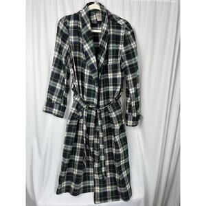 Vintage State O Maine Robe Mens One Size Blue Green Plaid Comfort Cozy Lounge